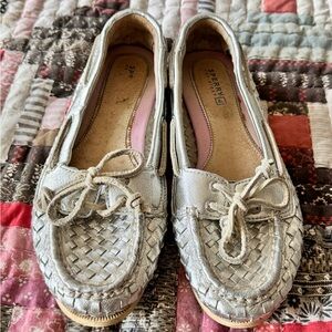 Metallic Silver Sperry Topsiders Size 7.5